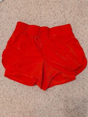 Orange Women's Elastic Waist Runner Shorts